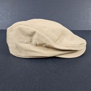 Jangoul Men's Tan Flat Cap 63cm 100% Cotton Ivy Newsboy Driving Hat Canvas Golf